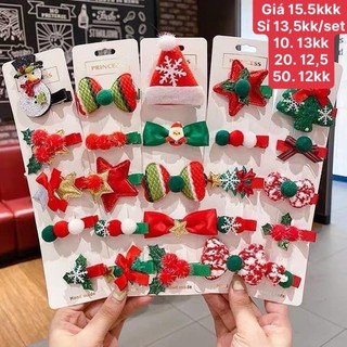 Set,Vỉ 5 kẹp tóc noel cho bé