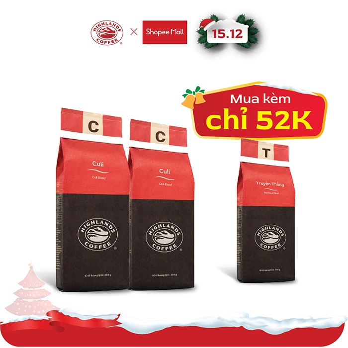 Combo 2 gói Cà Phê Rang Xay Culi Highlands Coffee 200g/gói