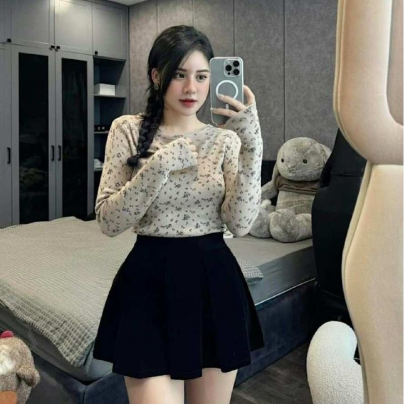 CHÂN VÁY NHUNG XÊP LY BẢN TO NHẸ NHÀNG NỮ TÍNH FROM XÒE BỒNG BỀNH CHẤT NHUNG ĐANH MỀM CÓ QUẦN TRONG CHỐNG LỘ