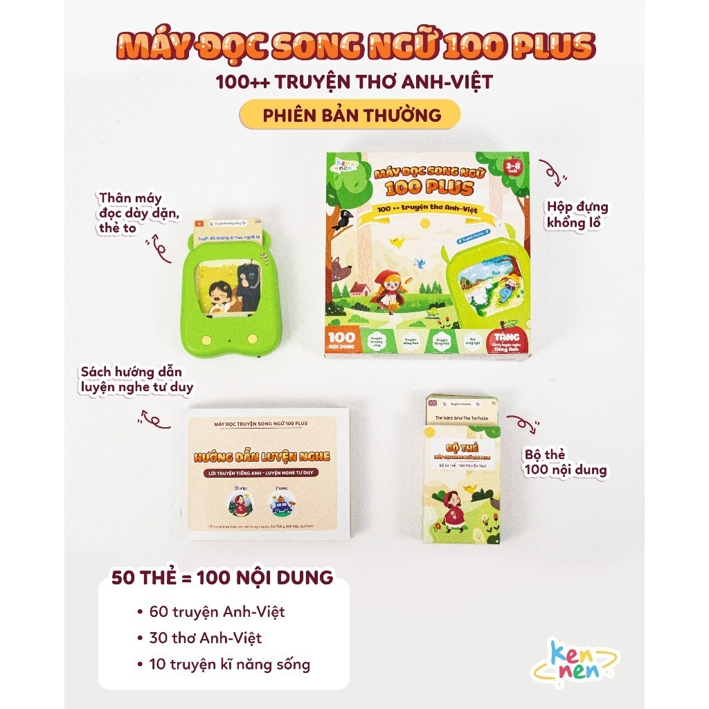 Máy đọc song ngữ 100 plus - 100 truyện thơ Anh - Việt