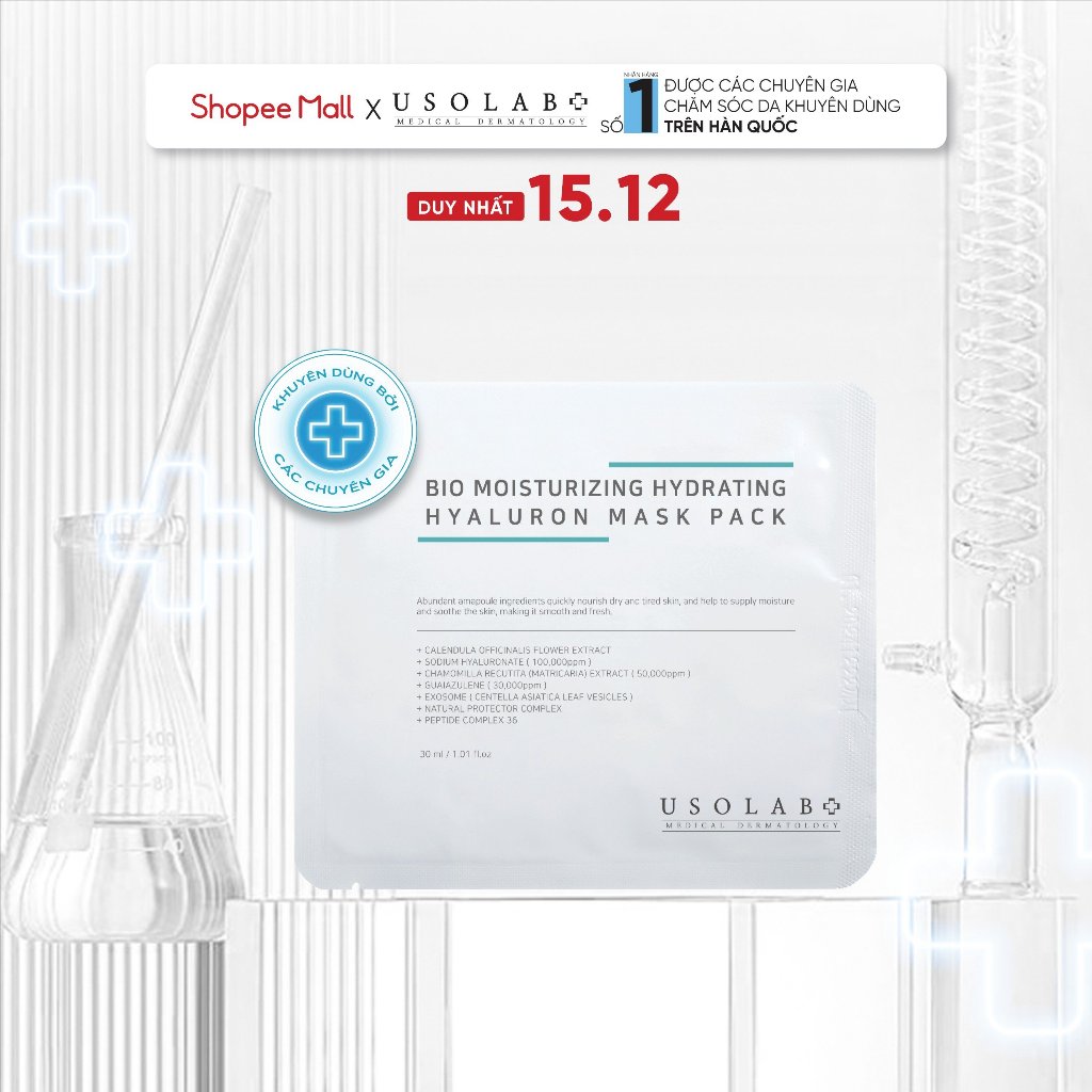 Mặt nạ cấp ẩm HA USOLAB, Giúp dưỡng ẩm làm dịu các tổn thương da và chống lão hóa Mask 30ml