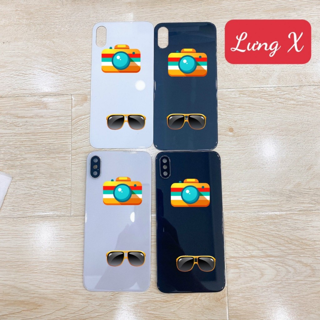 Lưng vỏ dùng cho máy iphone x có viền camera, nắp lưng, nắp pin, lưng pin có viền lens, viền camera 