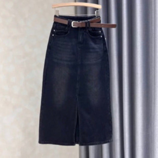 Chân váy jean đen khói xẻ trước vintage