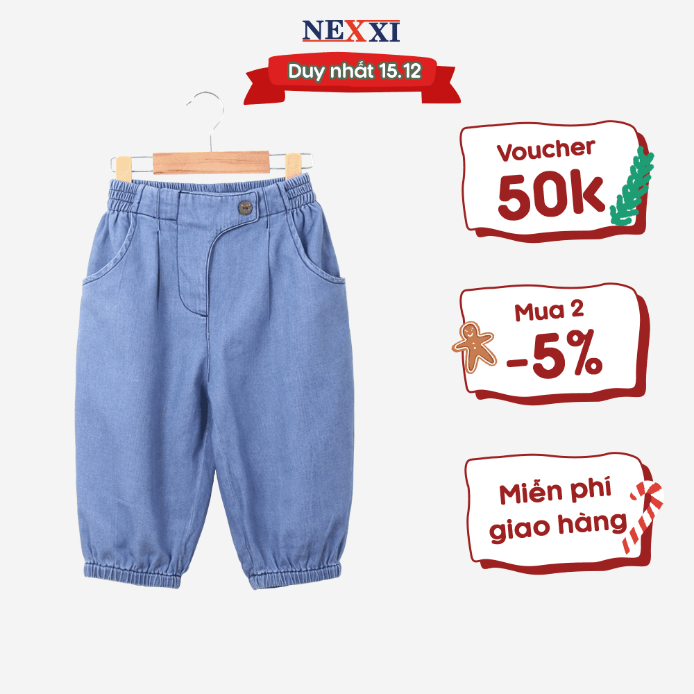 Quần Jean Lửng Bo Ống Khuy Kiểu Bé Gái