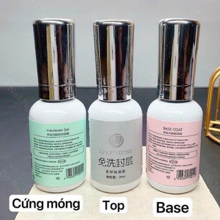 Base top cứng móng hoa hồng 20ml, bộ 3 hoa hồng 20ml