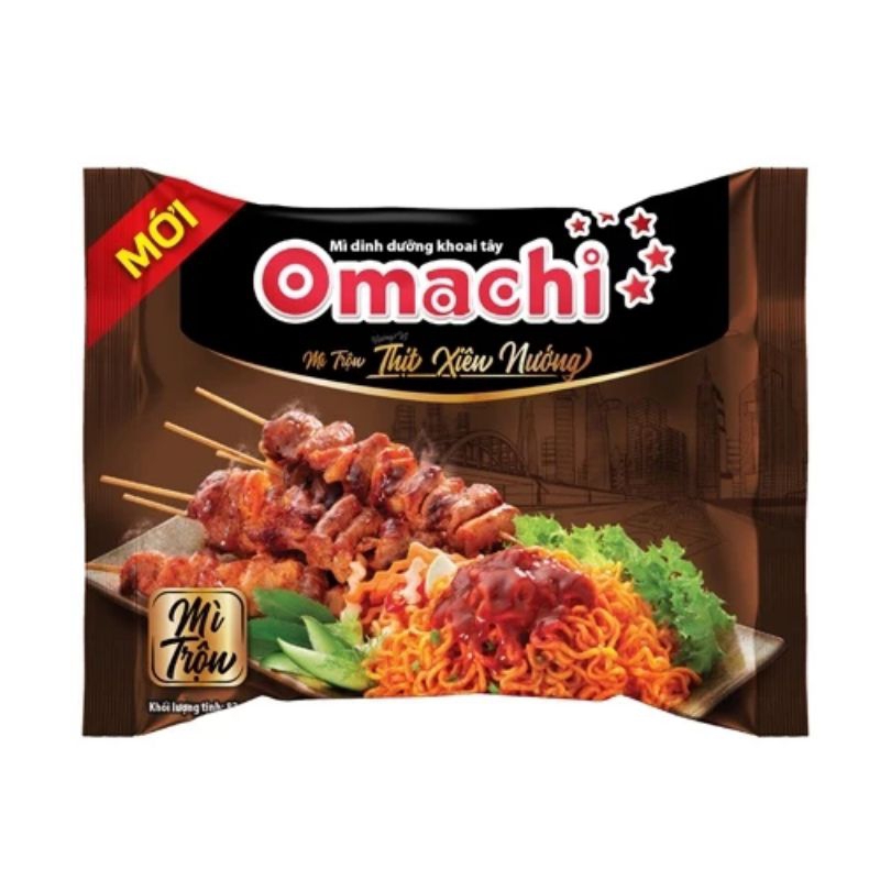 Mì trộn Omachi thịt xiên nướng