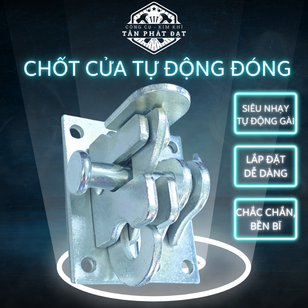 Chốt cửa tự động tự đóng, Khoá cửa tự cài thông minh, tiện lợi dễ dàng sử dụng, sắt dày dặn cao cấp - Tân Phát Đạt