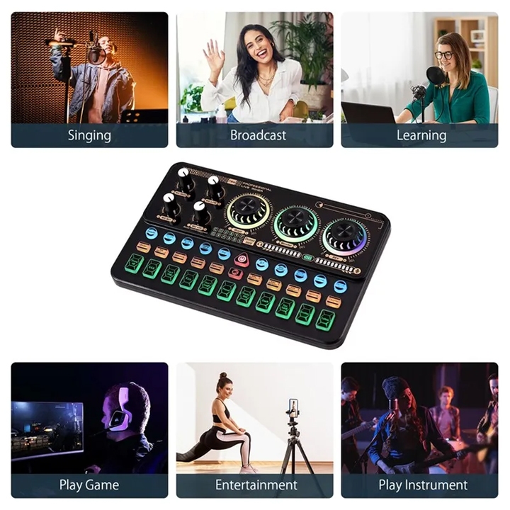 Sound Card có Bluetooth, Auto-tune, Pin 1200mAh dùng cho Thu âm, Livestream, Karaoke  K900 2022, V8S Pro