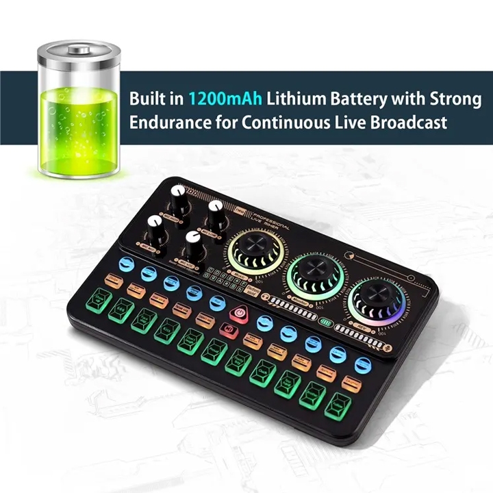 Sound Card có Bluetooth, Auto-tune, Pin 1200mAh dùng cho Thu âm, Livestream, Karaoke  K900 2022, V8S Pro