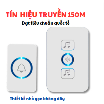 Chuông Cửa Không Dây Thông Minh Xuyên Tường Chống Nước Truyền Xa 150m Cực Nhạy, 61 Kiểu Nhạc Chuông Tự Chọn