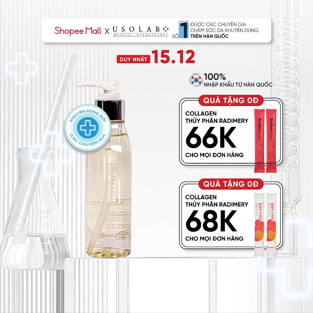 Sữa rửa mặt trắng da 150ml Usolab Bio Intensive Bightening Cleanser