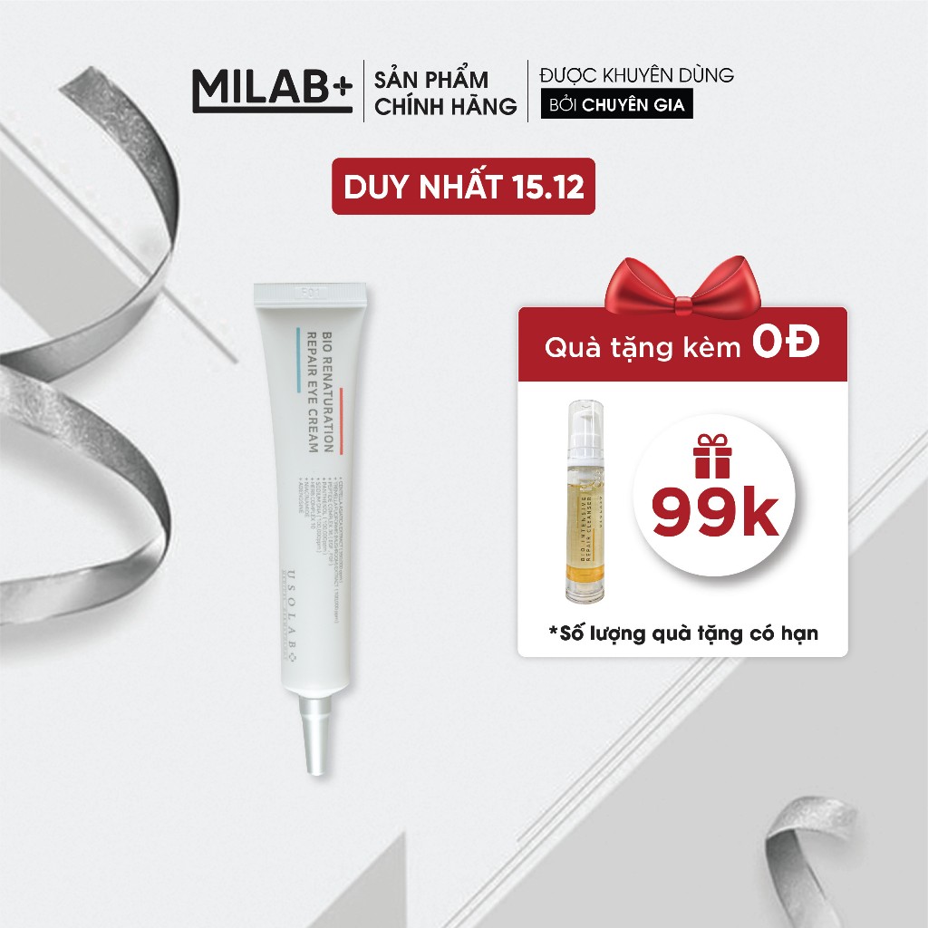 Kem mắt Repair Eye Cream USOLAB - Giúp mờ thâm,dưỡng ẩm,tan bọng mắt tăng độ đàn hồi da 30ml - MILAB