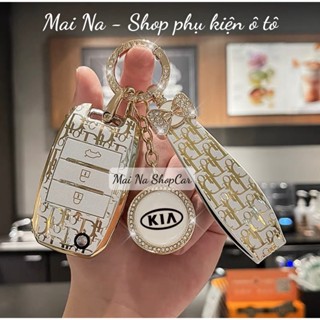  < chìa gập > ốp chìa khoá Kia Morning - Kia Soluto  K3 Rondo Rio Seltos Sorento - TPU Dior mạ vàng Cao Cấp 