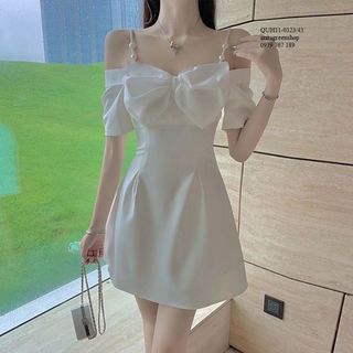đầm hai dây trễ vai thời trang