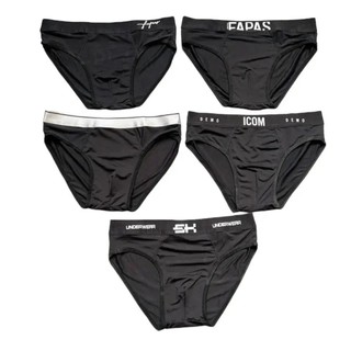 Combo 5 quần sịp chéo, quần tam giác full đen mix mã co giãn chất liệu thun lạnh mặc thoải mái