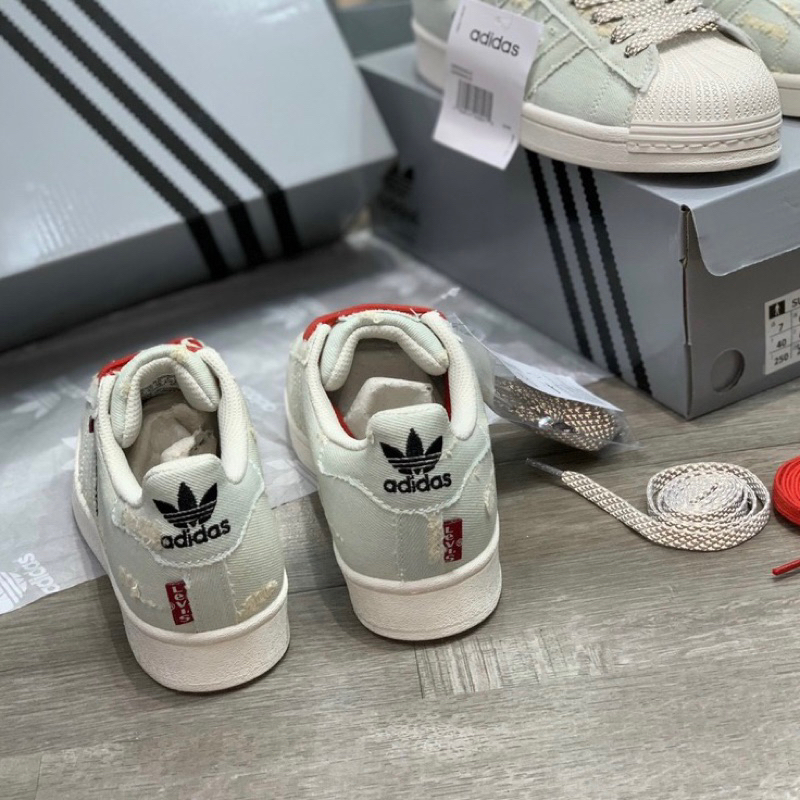 Giày Adida.s Sò Levis White Blue Cao Cấp Fullbox