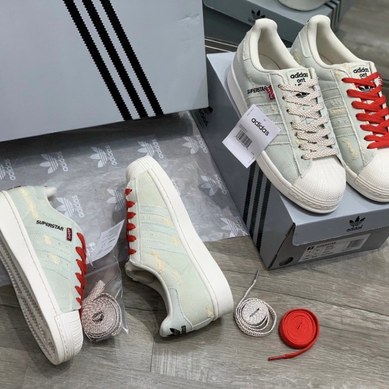 Giày Adida.s Sò Levis White Blue Cao Cấp Fullbox