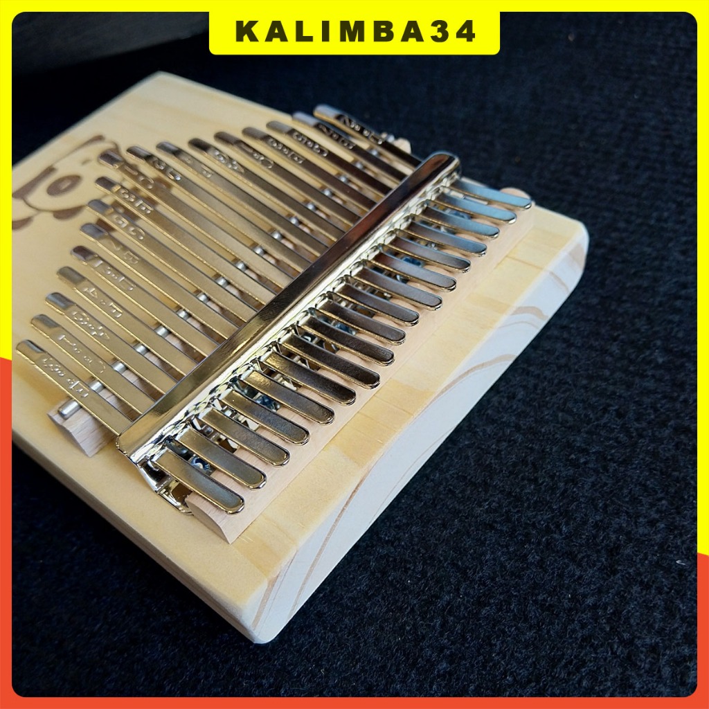 Đàn kalimba 17 phím gấu panda KL34, Kalimba hình chữ nhật khắc gấu ngủ tặng búa chỉnh âm