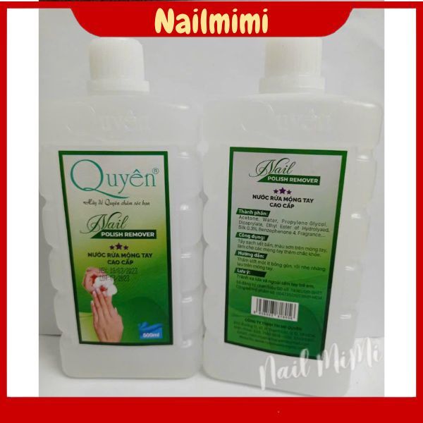 Nước rửa móng tay aceton Quyên 500ml - Nước rửa axeton loại tốt tẩy mạnh, sạch nhanh, mùi dễ chịu