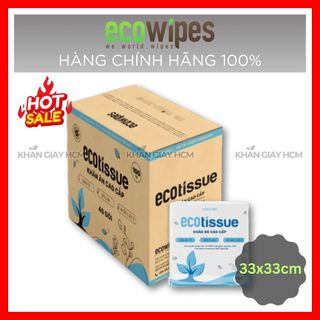 Combo 10 gói - giấy ăn ecowipes, khăn giấy vuông lớn 33x33 cm / đóng gói 16x16 cm - hàng chính hãng