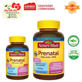 [Date Mới] Vitamin tổng hợp bầu Nature Made Prenatal Folic Acid + DHA giúp phòng chống dị tật và phát triển hệ thần kinh