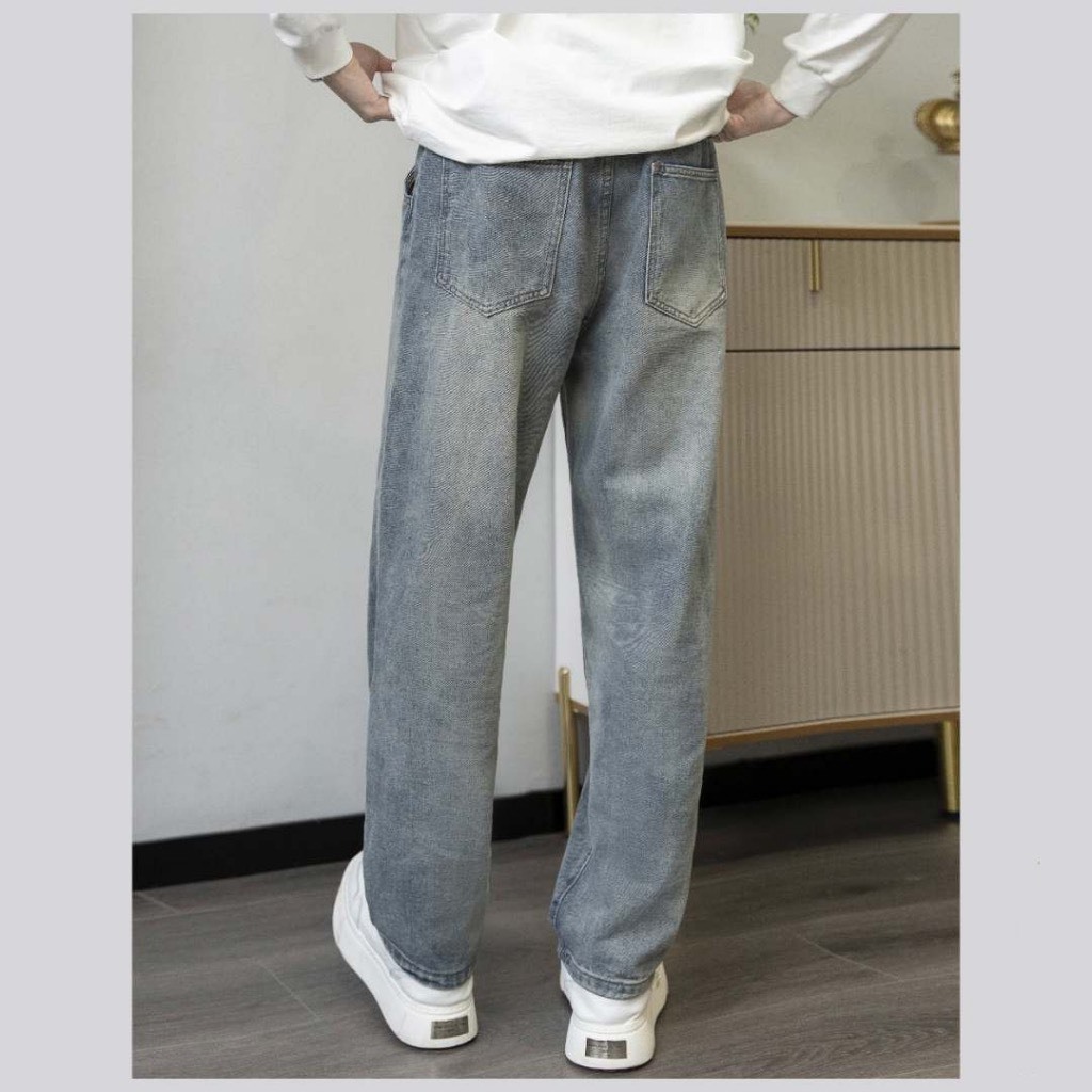 Quần Jean Nam Baggy Wash Smoke Genz Store, Quần Jean Nam Wash 2 Màu Chất Liệu Dày Dặn Phong Cách Đường Phố