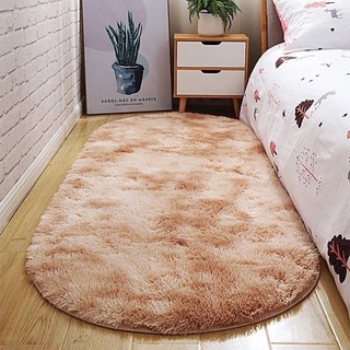 Thảm trải sàn lông xù hình oval