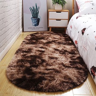 Thảm trải sàn lông xù hình oval
