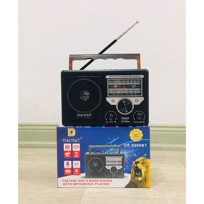Máy nghe nhạc, Đài Radio FM DAICAT DC-9999BT Đài FM DC-8888BT có hỗ trợ thẻ nhớ TF và USB Bluetoot