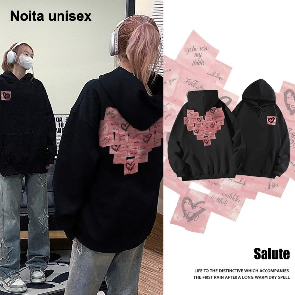 Áo Hoodie, Sweater đôi Nam Nữ in hình trái tim chất nỉ bông cotton mềm mịn không xù bo chun mũ 2 lớp