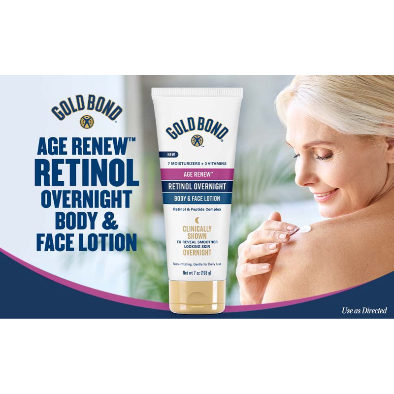 Kem dưỡng da mặt & cơ thể Gold Bond Age Renew Retinol Overnight Body & Face Lotion 7oz