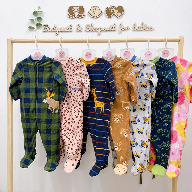 Sleepsuit nỉ LITTLE.ME và Dis.ney.CA hàng xuất dư, bộ body dài tay liền tất cho bé
