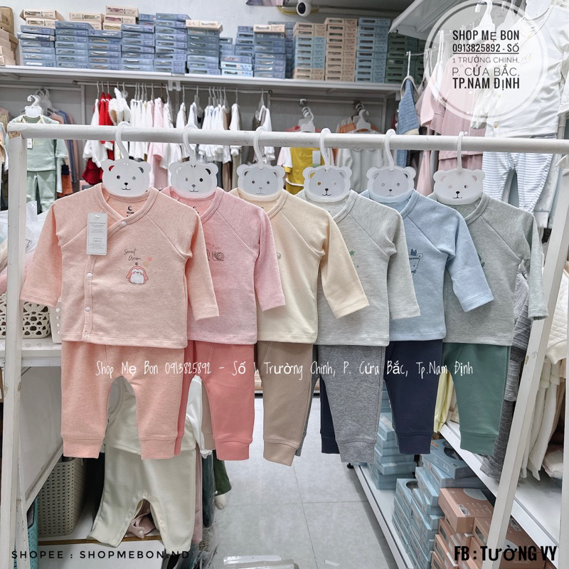 Bộ sơ sinh cài chéo Moon cho bé trai bé gái