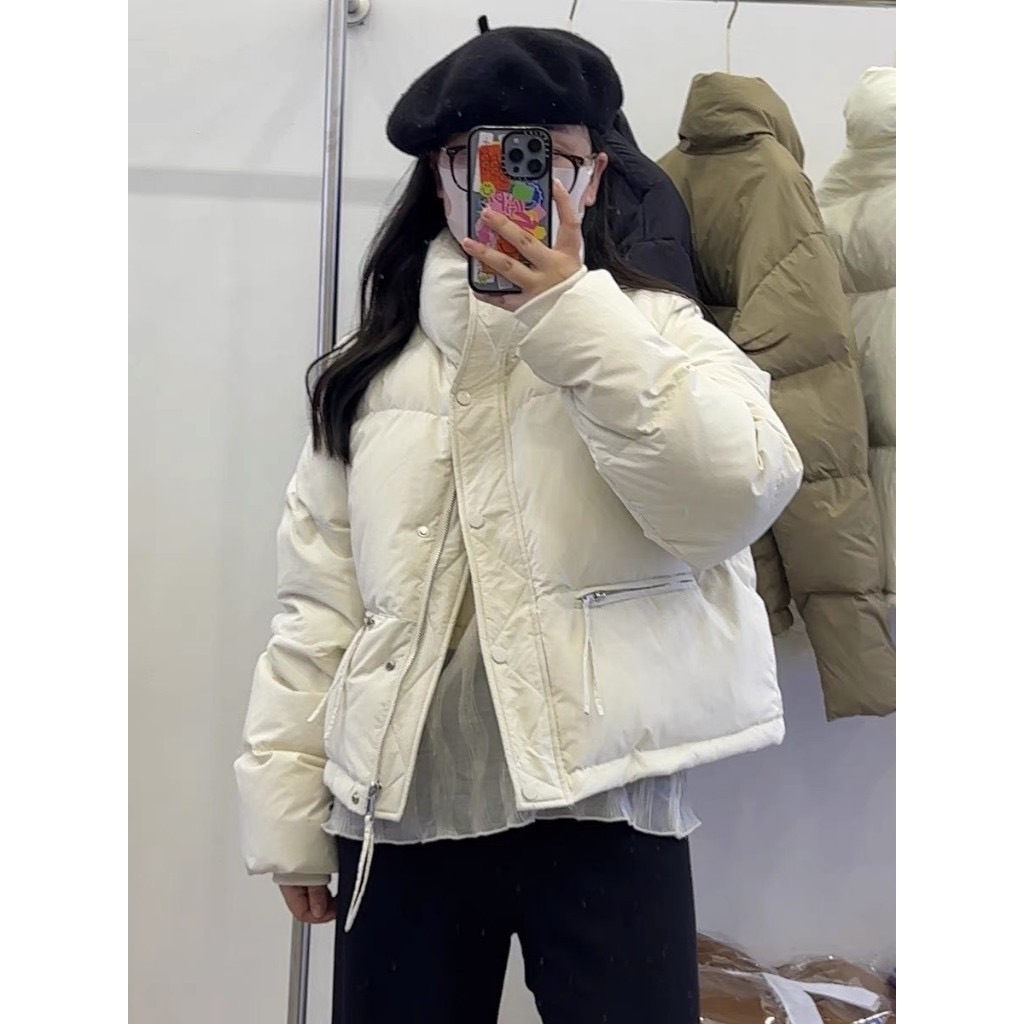 Áo Khoác Phao Béo, Áo Phao Nữ Dáng Ngắn Trần Bông Túi Khóa Kéo Dày Dặn Phao Siêu Dày, Siêu Ấm