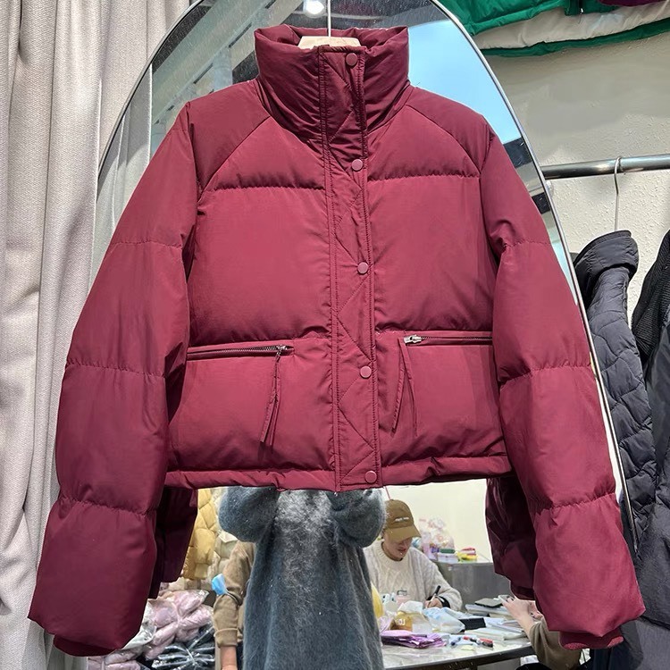 Áo Khoác Phao Béo, Áo Phao Nữ Dáng Ngắn Trần Bông Túi Khóa Kéo Dày Dặn Phao Siêu Dày, Siêu Ấm