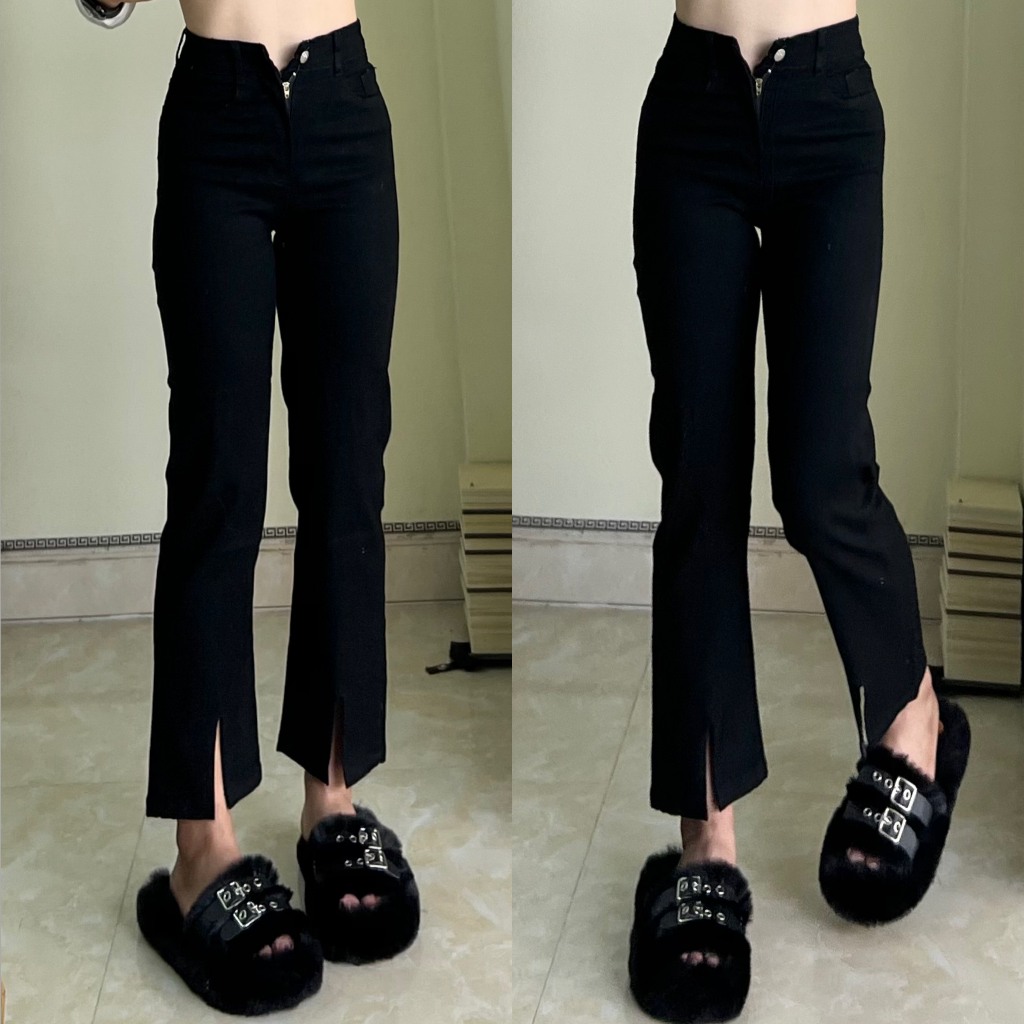 (Chất Đẹp ) Quần ống đứng xẻ giữa Yến Tee, chuẩn chất jeans cotton mềm,mịn,co dãn cực tốt