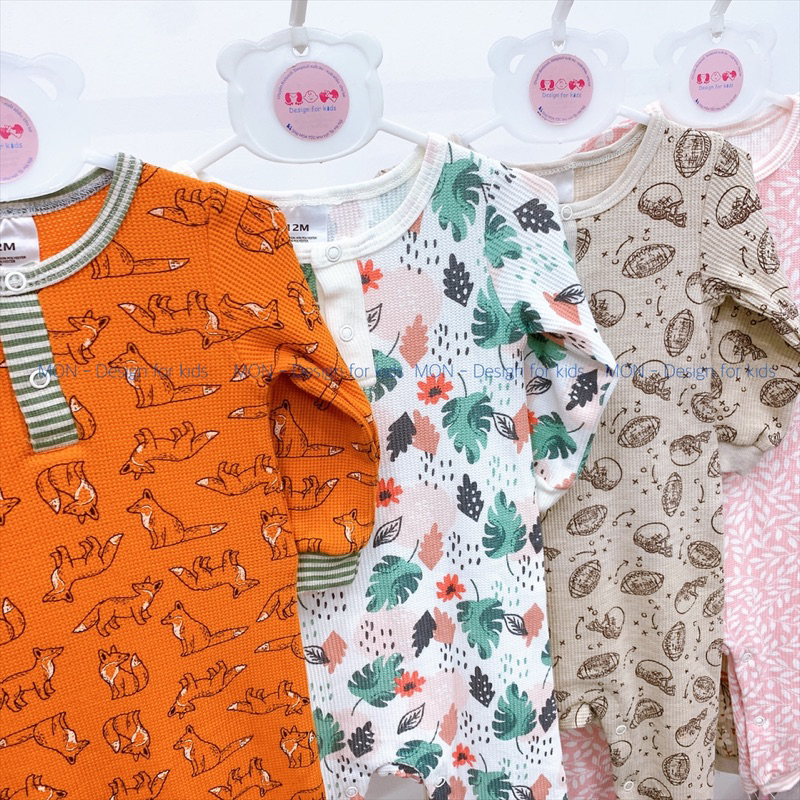 Sleepsuit bộ body dài tay không tất chân cho bé trai và bé gái