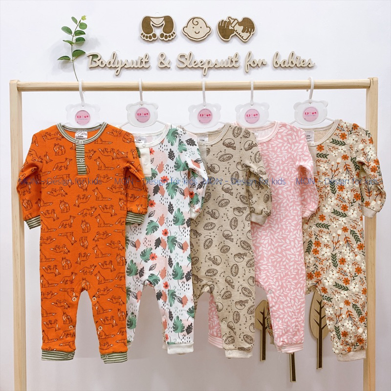 Sleepsuit bộ body dài tay không tất chân cho bé trai và bé gái