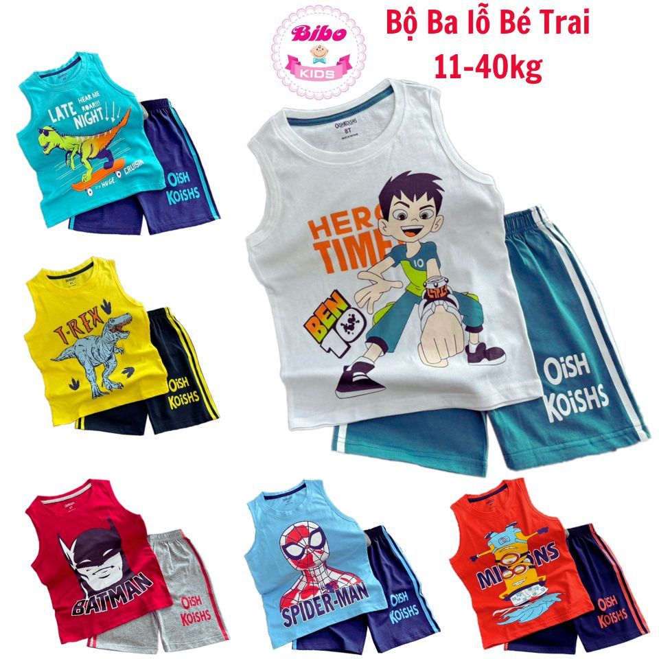 Quần Áo sát nách cho bé trai mặc hè chất thun cotton mịn mát. Bộ Ba lỗ bé trai mặc nhà