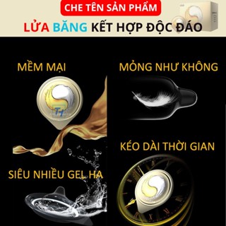 Bao cao su OiO vàng lửa băng siêu mỏng 0.01mm nhiều gel bôi trơn kéo dài