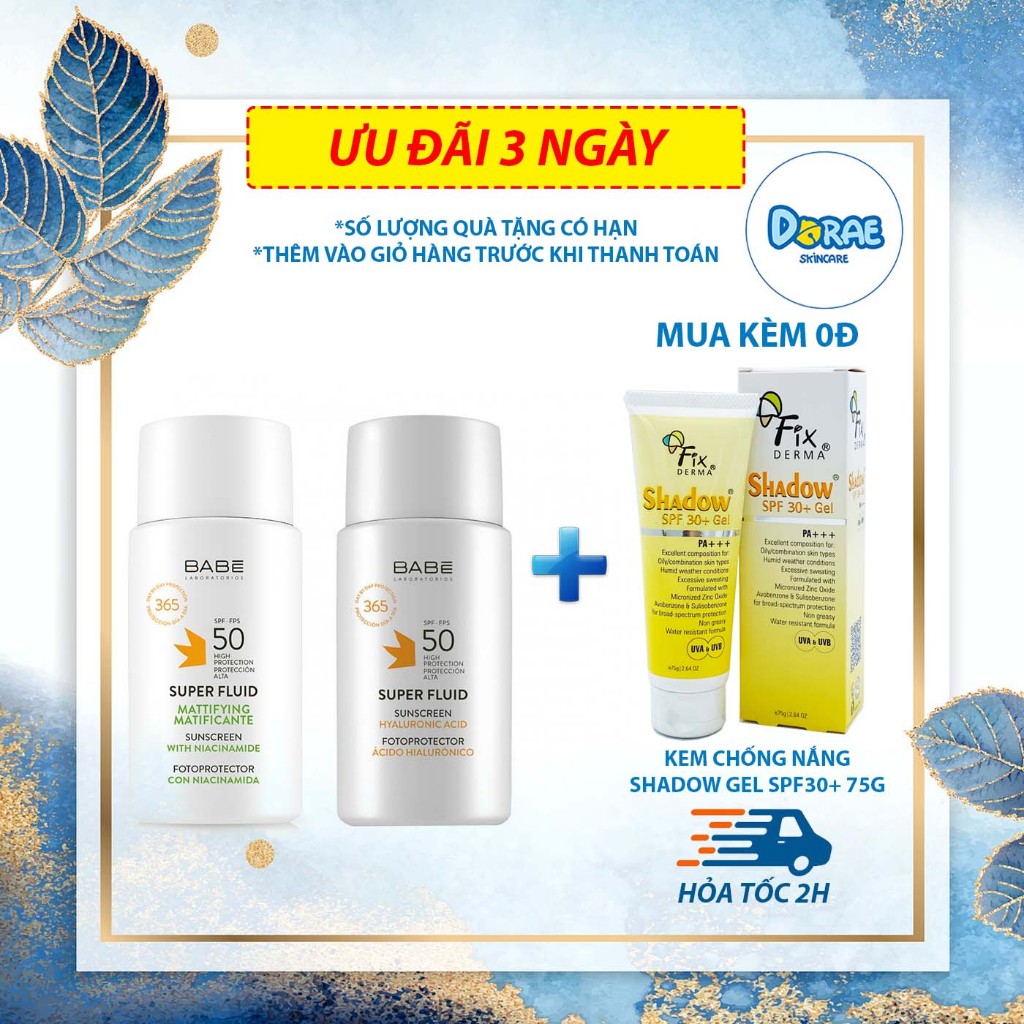 ✅ Kem chống nắng phổ rộng Babe super fluid sunscreen Spf 50_50ml