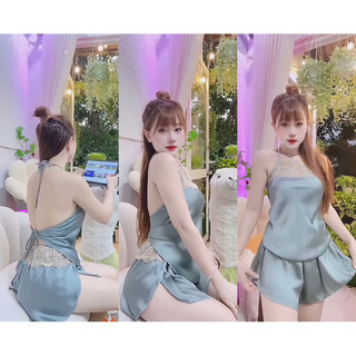 set yếm ngủ lụa mềm  cột dây 38-75kg
