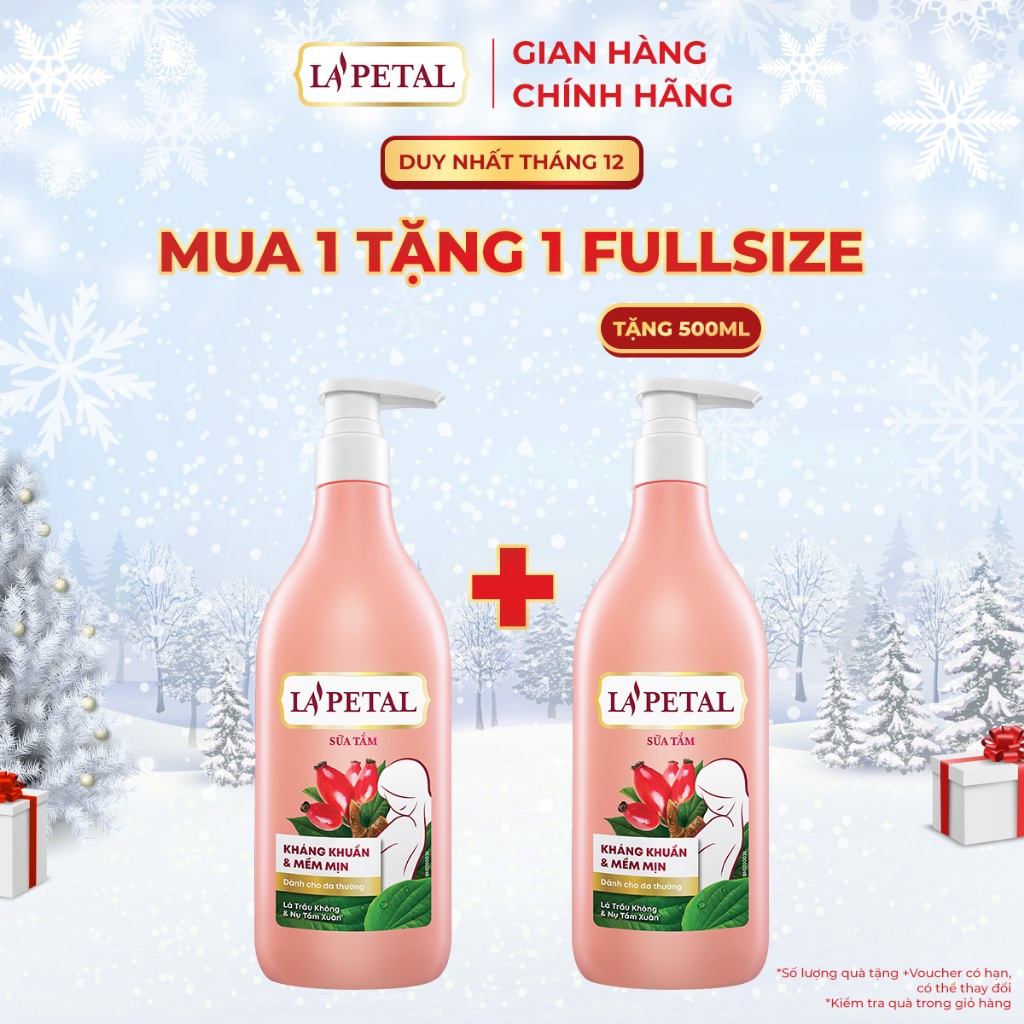 La’Petal Sữa Tắm Sáng Da & Kháng Khuẩn Dành Cho Da Thường Chai 500ml