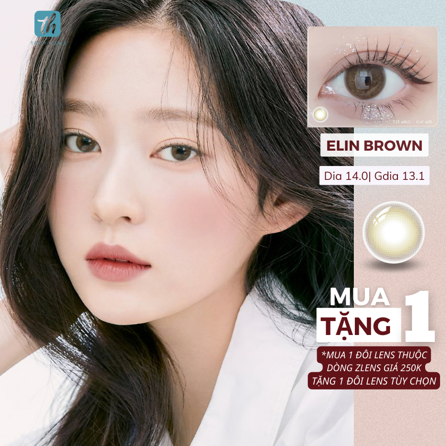 Kính áp tròng Zlens THUY LENS cho mắt cận màu tây độ cận từ 0 - 8 Elin Brown
