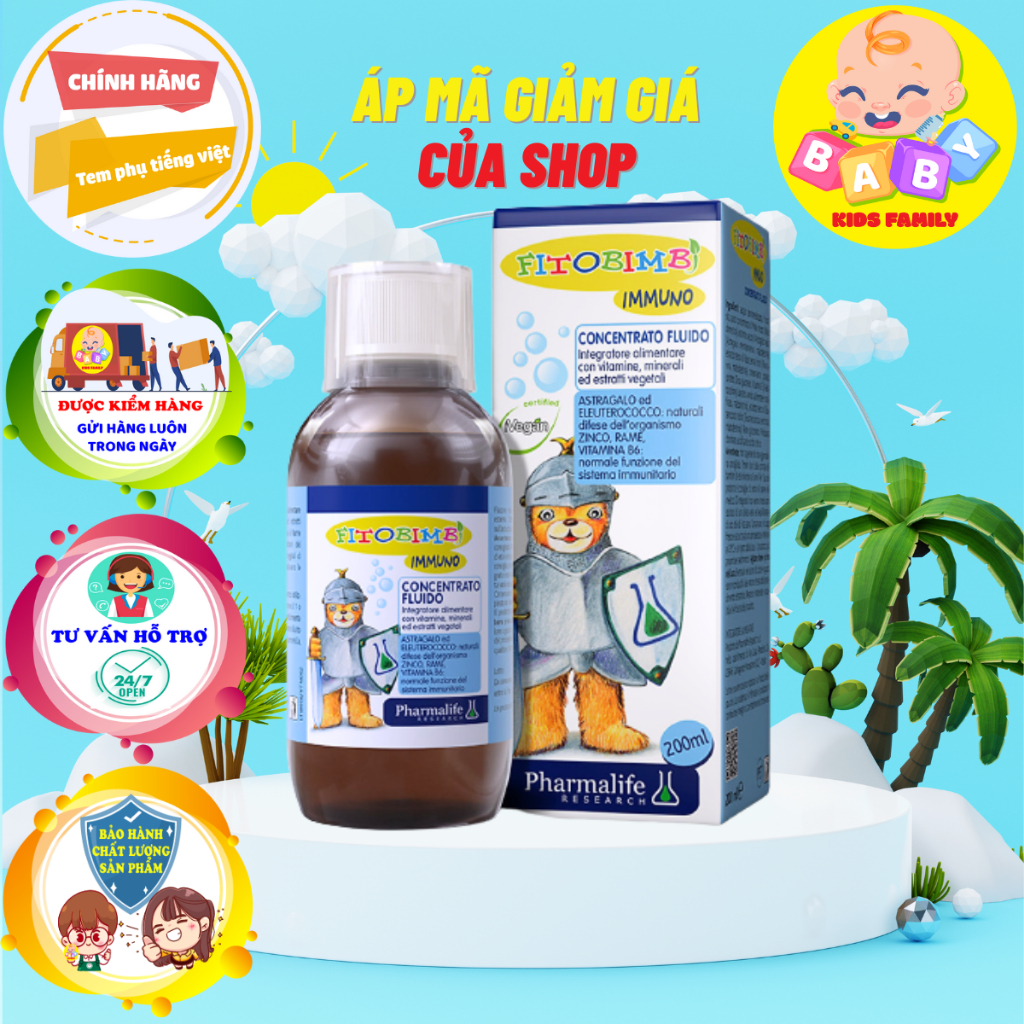 Siro FITOBIMBI IMMUNO Giúp Nâng Cao Sức Đề Kháng Cho Bé Chai 200ml