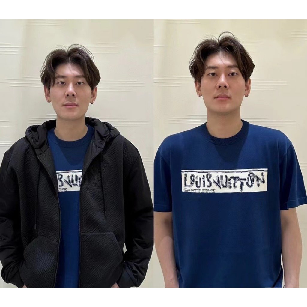 Áo phông T-shirt Louis Vuitton Xanh than logo ngang ngực LA on web