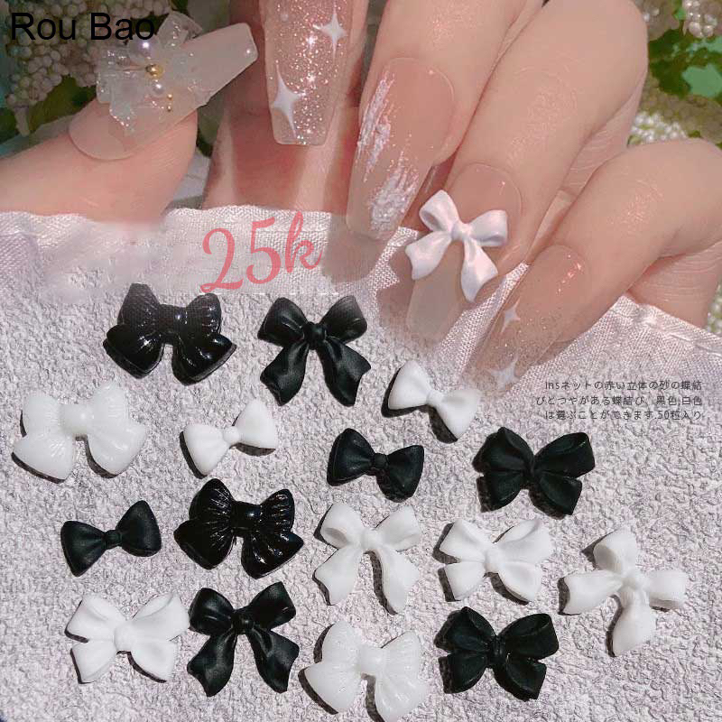 charm nơ đính móng, trang trí nails