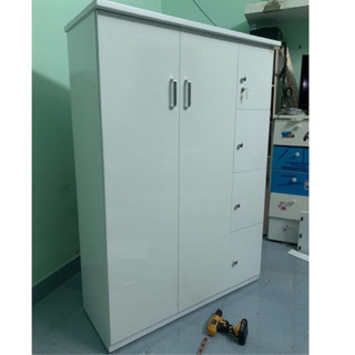 Tủ áo nhựa 2cánh lớn 4cánh nhỏ ngang 115x165x45x42 trắng trơn(Freeship HCM)