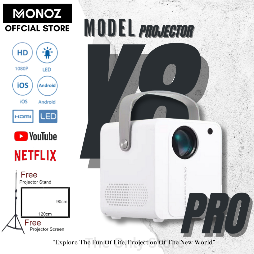 Máy Chiếu Phim Mini Tại Nhà Giá Rẻ Y8 Pro Có Thể Kết Nối Điện Thoại BeeMi Chính Hãng