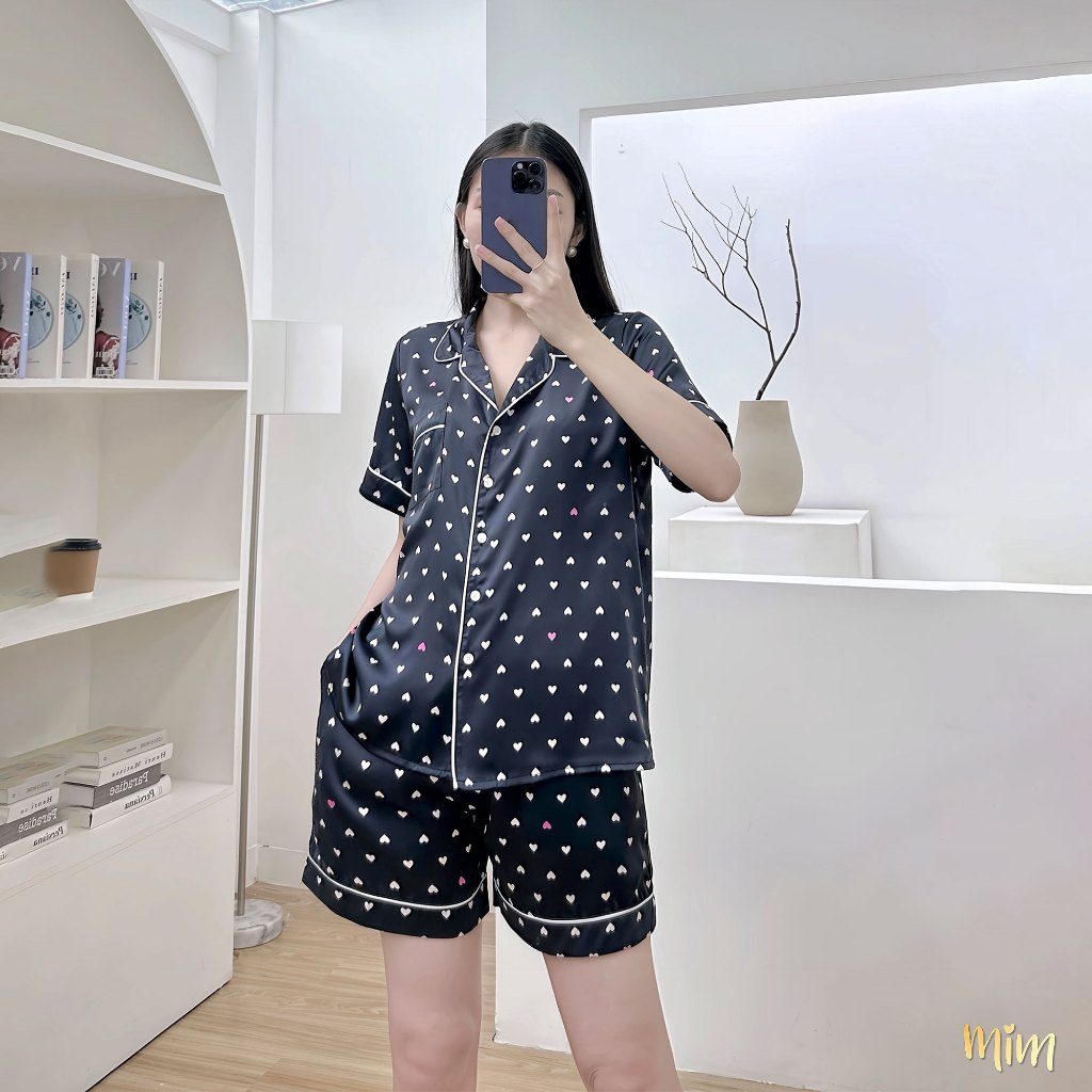 Đồ bộ Pijama ngắn Lụa giấy họa tiết, phom rộng bigsize Mĩm Store